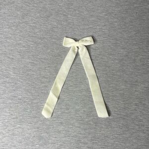 White Velour Long Tail Bow Hair Clip